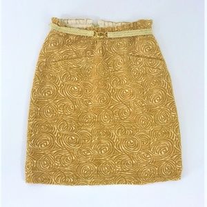 Anthropologie Elevenses Yellow Skirt w/Belt Size 4